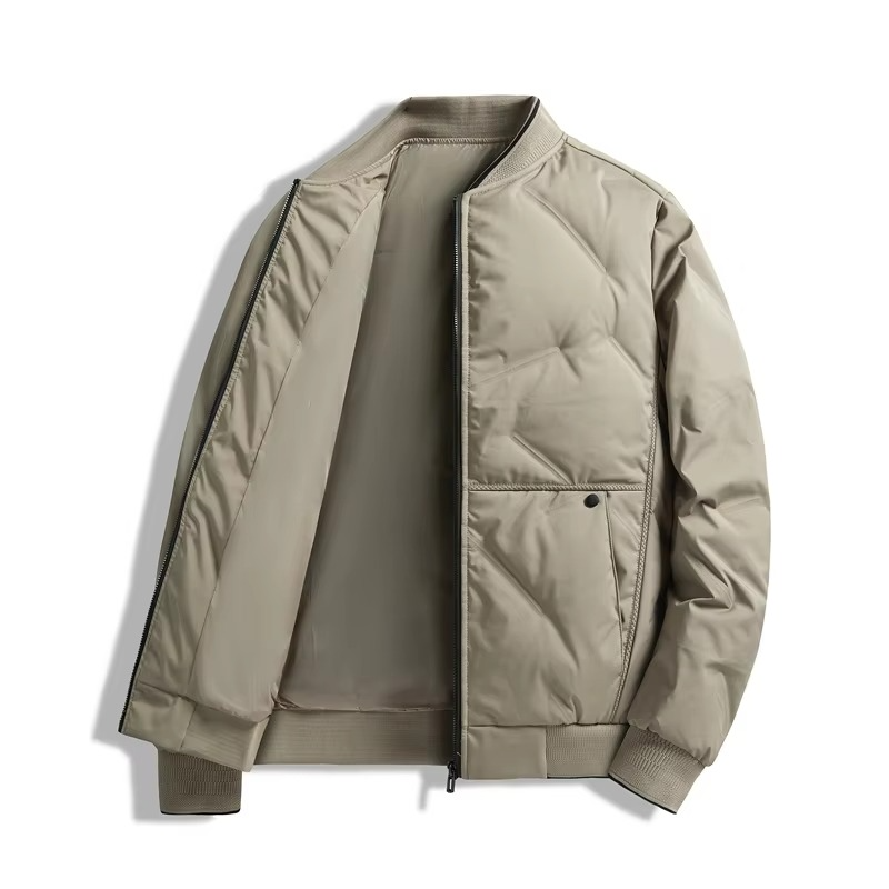 Men's Lightweight Down Jacket with Baseball Collar for Winter Warmth and Everyday Comfort