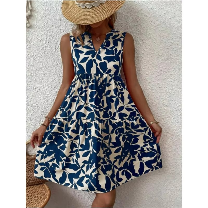 Summer Floral High Waist A-Line Midi Skirt for Women