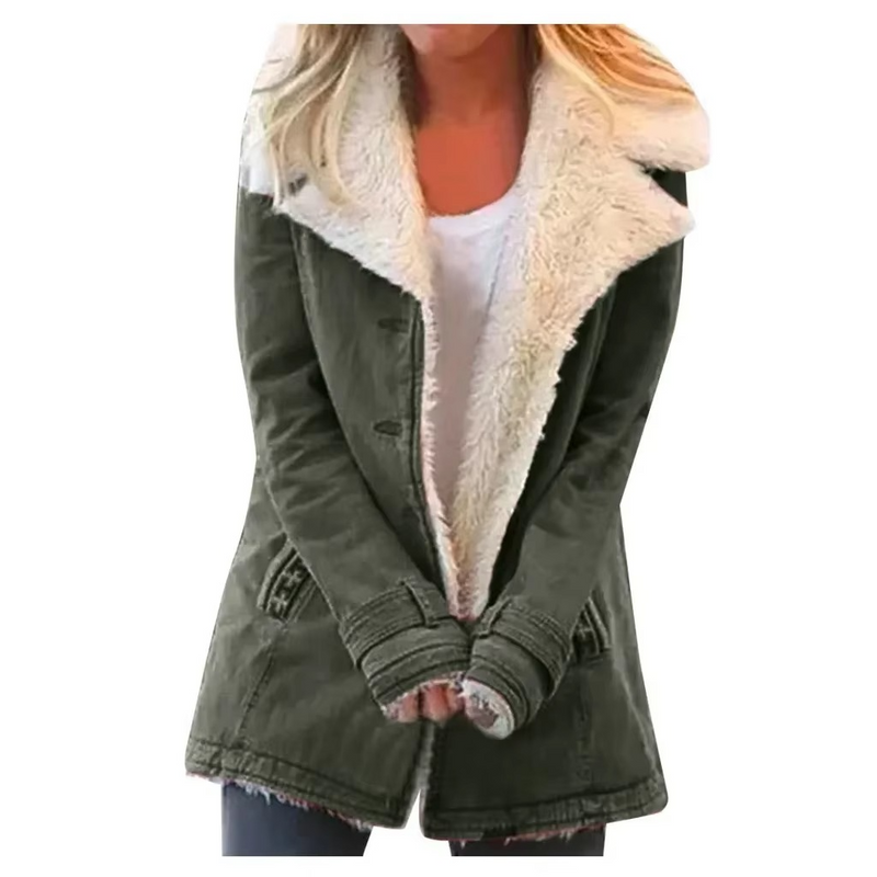 Women's Plush Lapel Coat Jacket – Cozy Autumn Winter Parka