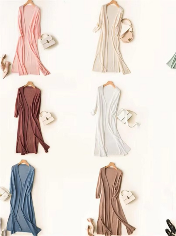 Lightweight Women's Long Knit Cardigan — Summer to Autumn Layering Poncho