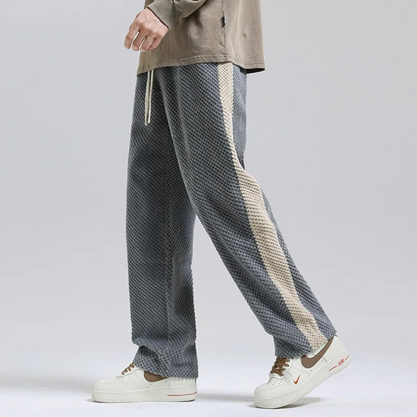 Men's High Waisted Wide Leg Elastic Drawstring Casual Trousers With Pockets