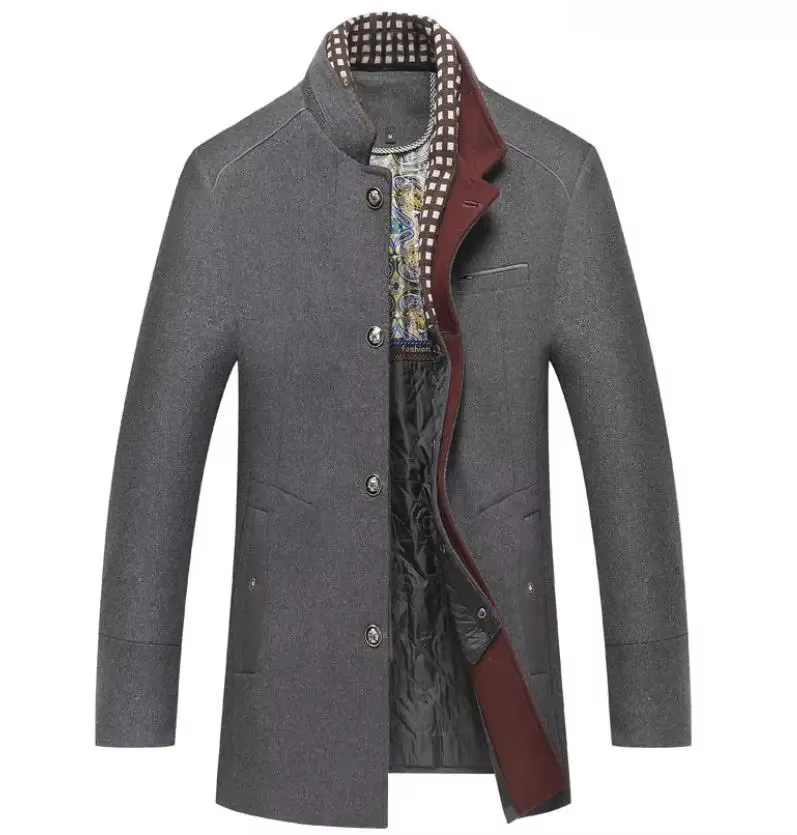 Men's Wool Blend Overcoat With Scarf Collar For Fall And Winter