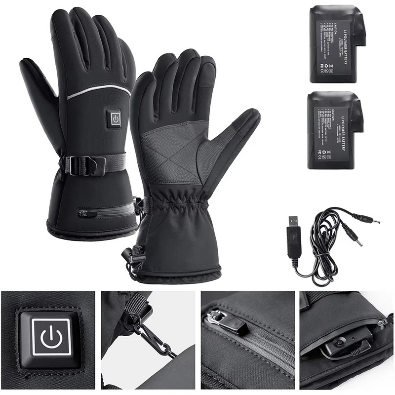 Battery Powered Heated Motorcycle Gloves, Waterproof Thermal Touchscreen Winter Riding Gloves