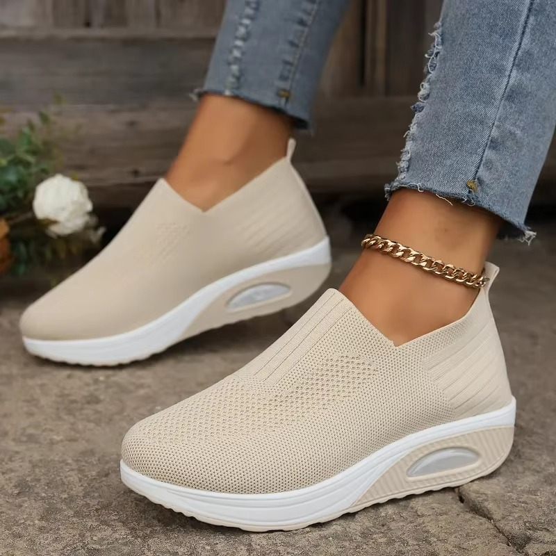 Women’s Orthopedic Air Cushion Walking Shoes – Breathable Non-Slip Wedge Mules