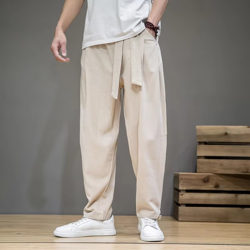Men’s Cotton Linen Elastic Waist Harem Pants for Everyday Comfort