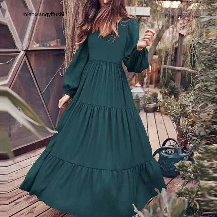 Retro Loose V-Neck Long Sleeve Dress for Women – Effortless Korean Streetwear Chic