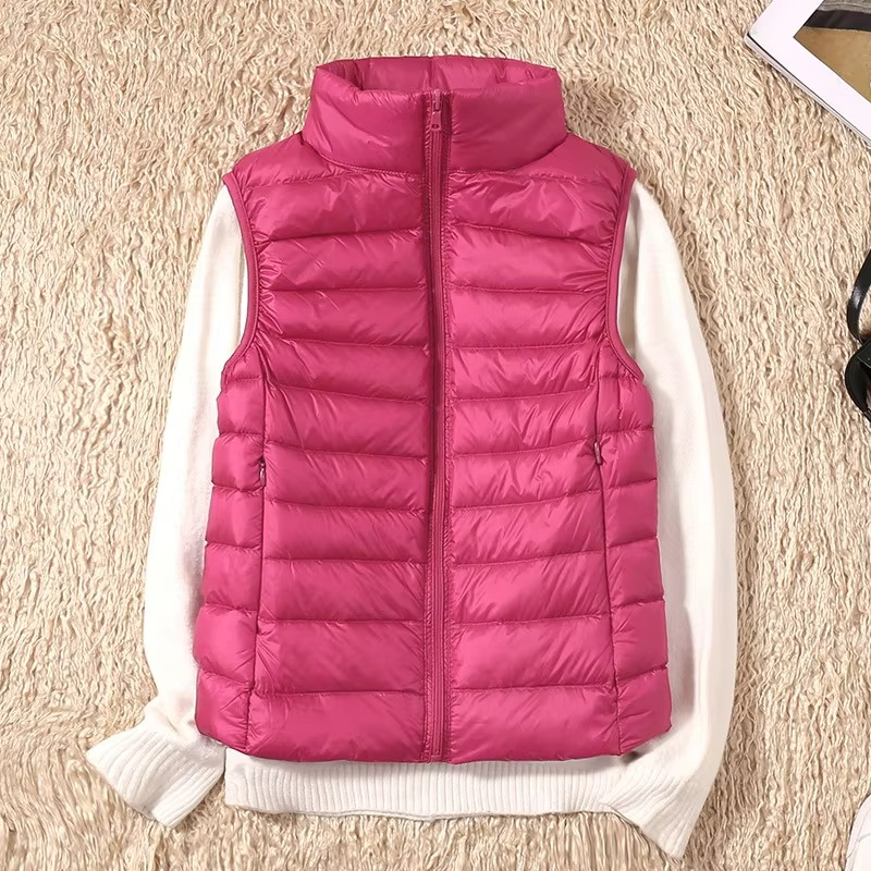 Women's Cropped Sleeveless Down Puffer Vest, Lightweight Nylon Winter Jacket