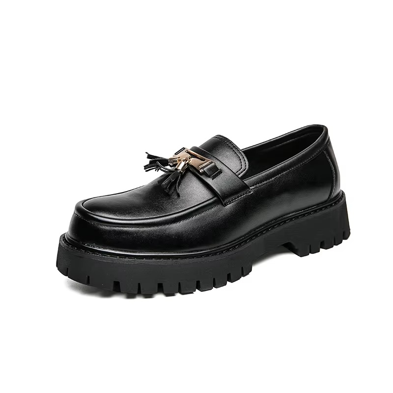 Men's Platform Leather Loafers, Thick Sole Formal Slip-on Dress Shoes