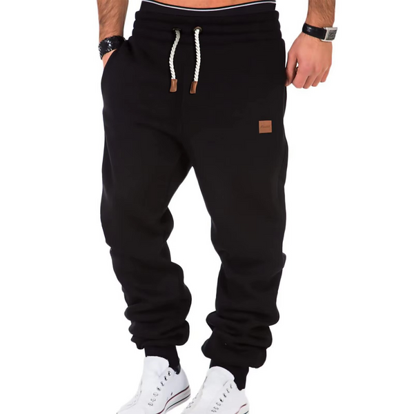 Men's Casual Sports Pants with Plush Lining and Adjustable Drawstring