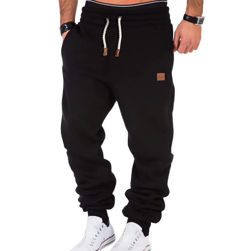 Men's Casual Sports Pants with Plush Lining and Adjustable Drawstring