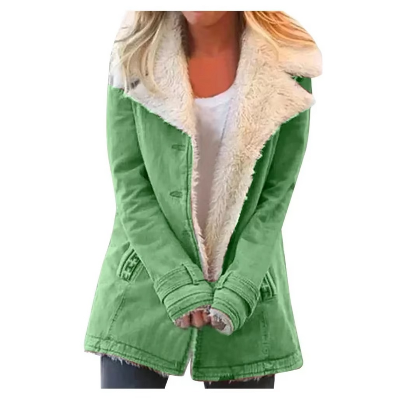 Women's Plush Lapel Coat Jacket – Cozy Autumn Winter Parka