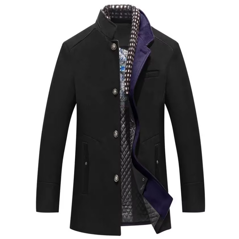 Men's Wool Blend Overcoat With Scarf Collar For Fall And Winter