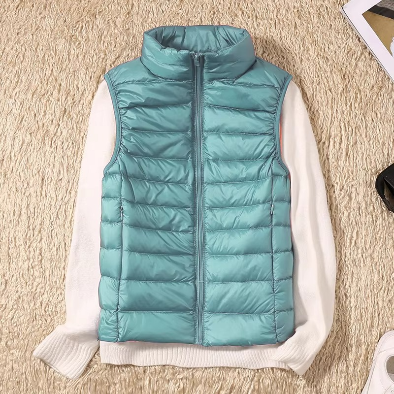 Women's Cropped Sleeveless Down Puffer Vest, Lightweight Nylon Winter Jacket