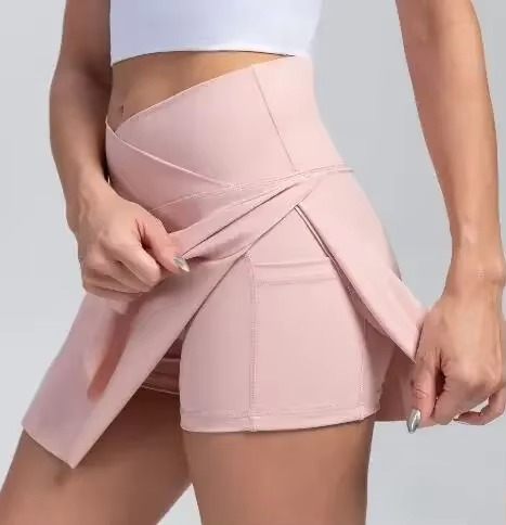 Women's High Waist Active Tennis Skirt with Built-in Shorts and Pockets