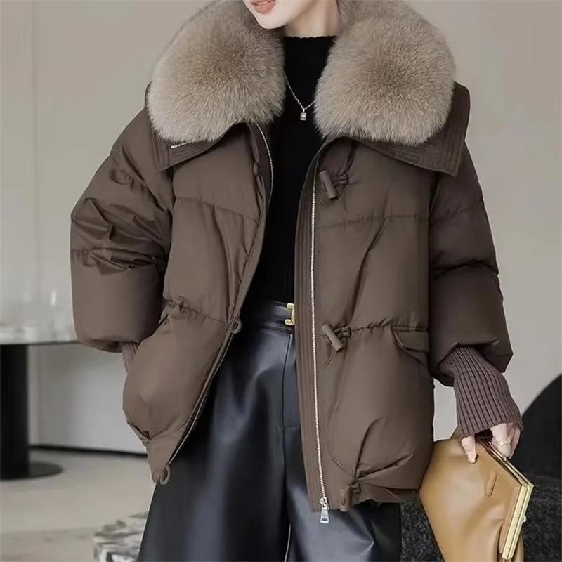 Women's 2025 Winter Parka Coat with Big Faux Fur Collar – Warm Down Cotton Outerwear