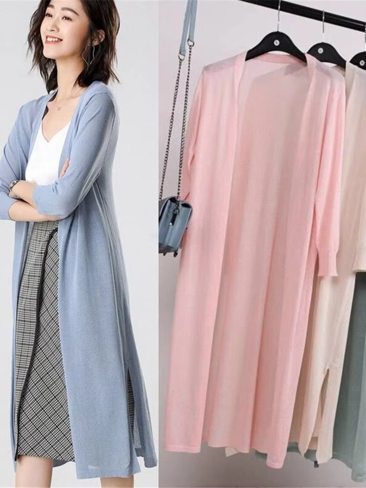 Lightweight Women's Long Knit Cardigan — Summer to Autumn Layering Poncho