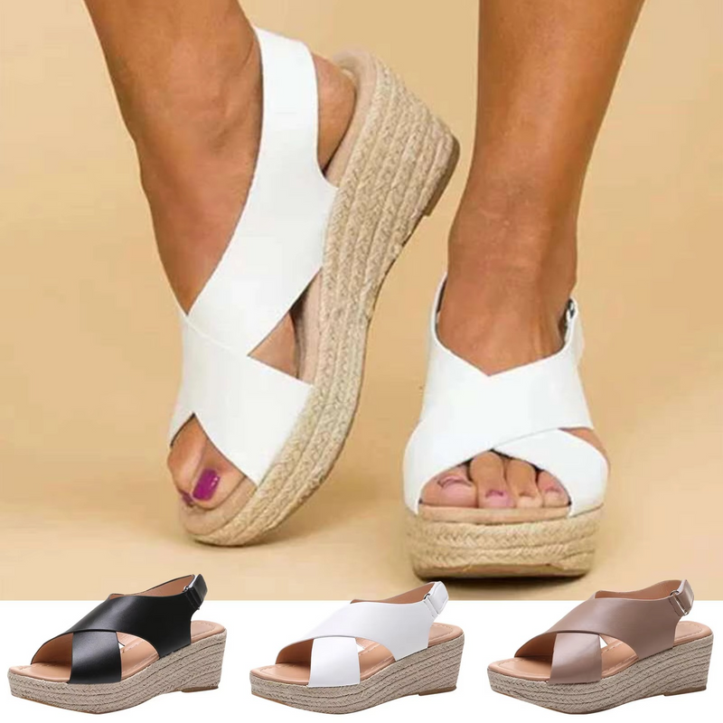 Minimalist Women’s Wedge Sandals with Open Toe Platform and Ankle Strap