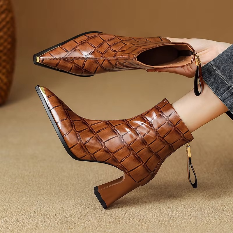 Elegant Retro Genuine Leather Ankle Boots for Women