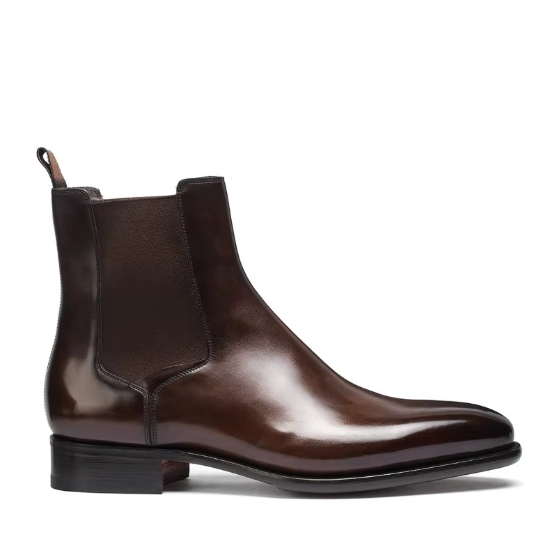 Men’s PU Brown Chelsea Boots, Classic British Ankle Boot for Business and Casual Wear