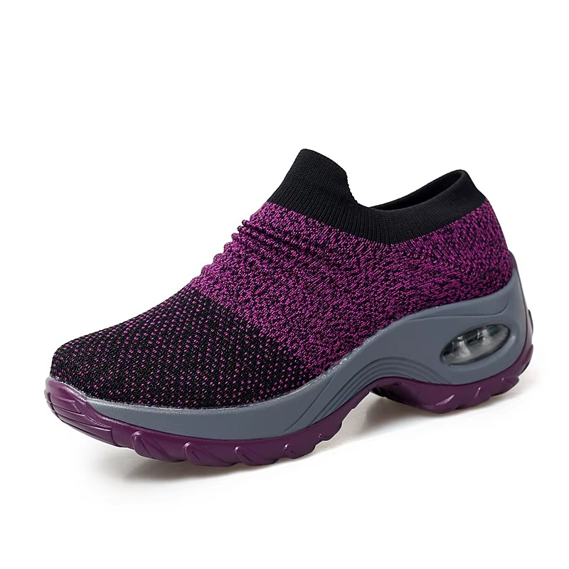 Women’s Black Mesh Platform Sneakers — Breathable Walking & Gym Shoes