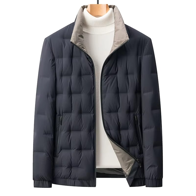 Men's 2024 Solid Color Stand Collar Slim Fit Goose Down Jacket