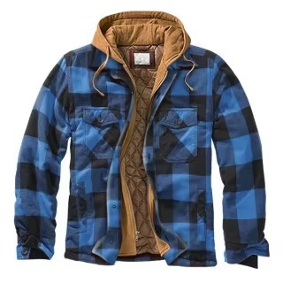 Men's Checkered Cotton Hooded Jacket, Thick Warm Casual Coat, Sizes S–5XL