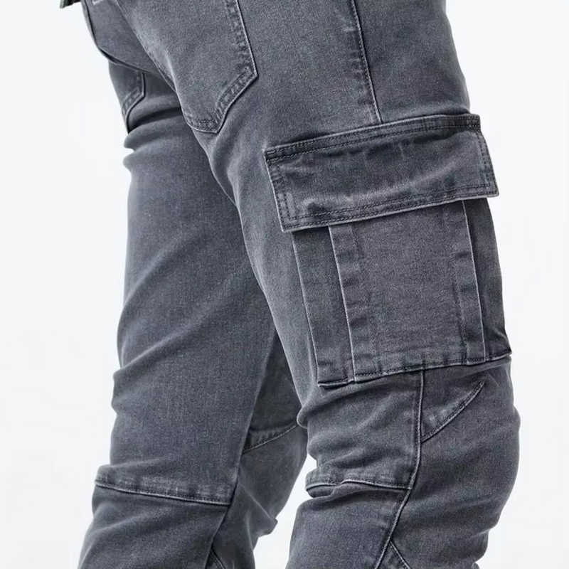 Men's Slim Fit Work Pants with Reinforced Pockets and Stretch Fabric
