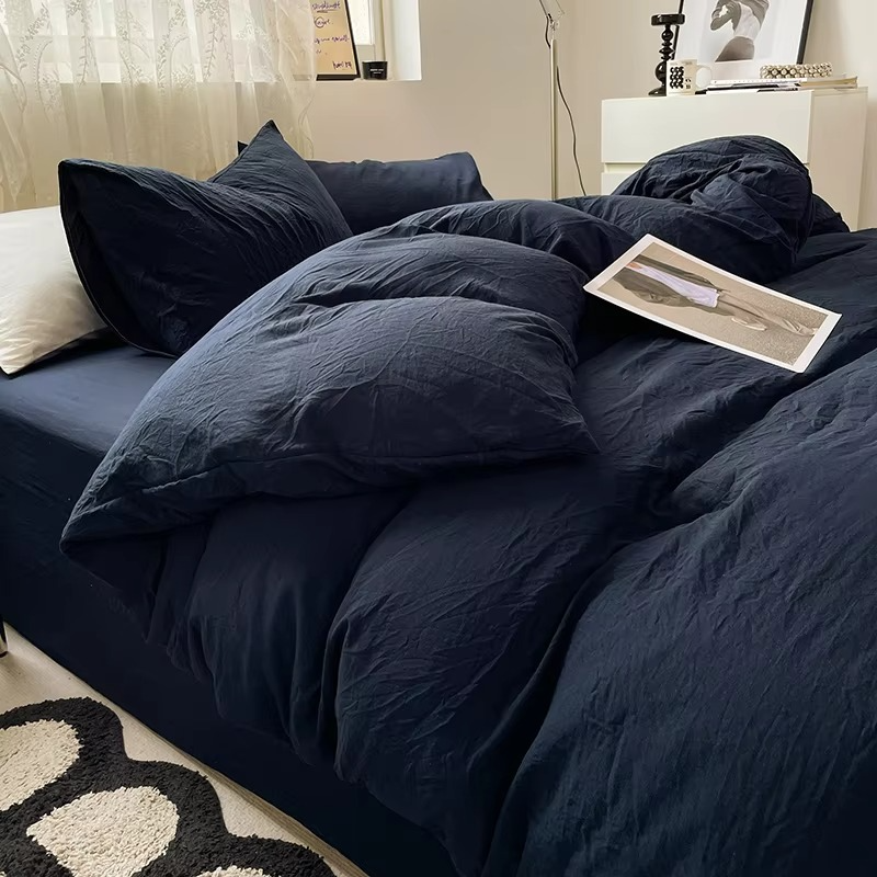 Dark Gray Brushed Duvet Cover Set with Pillowcases