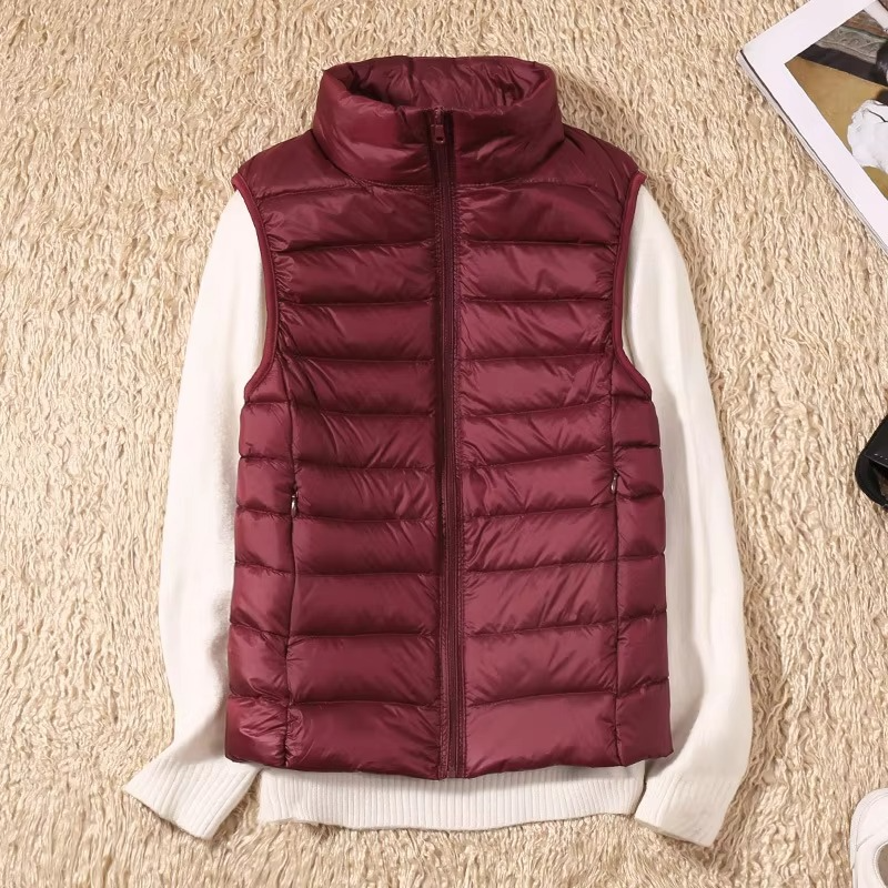 Women's Cropped Sleeveless Down Puffer Vest, Lightweight Nylon Winter Jacket
