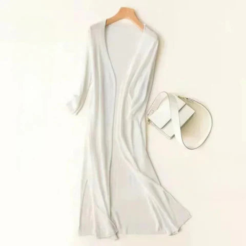Lightweight Women's Long Knit Cardigan — Summer to Autumn Layering Poncho