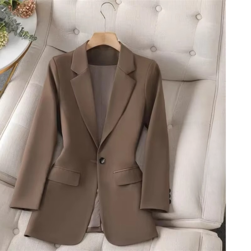 Women’s Green Single Button Blazer – Formal Office Coat with Long Sleeves