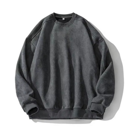 Men’s Suede Oversized Sweatshirt Pullover for Fall and Winter