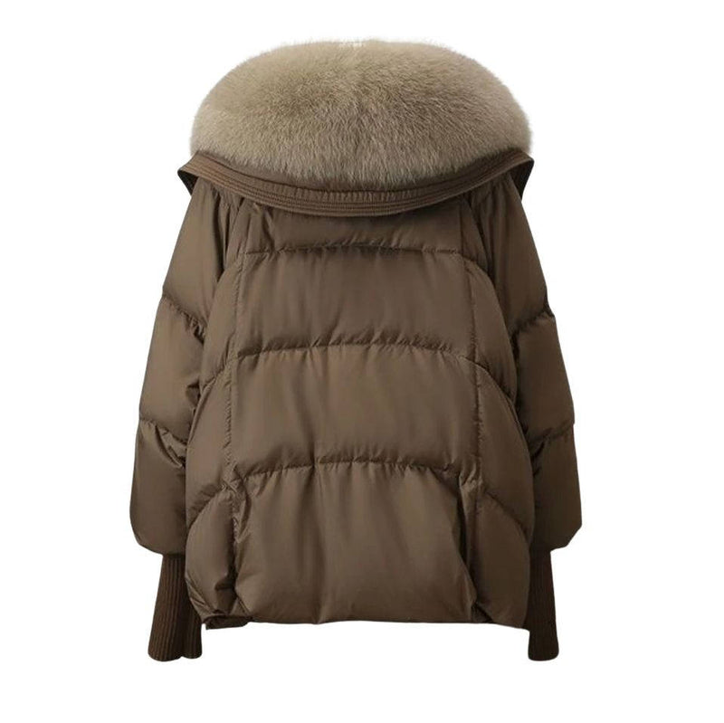 Women's Puffer Jacket with Fur Collar