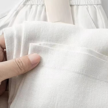 Men’s Straight Fit Cotton Linen Pants, Lightweight Wide Leg Casual Trousers