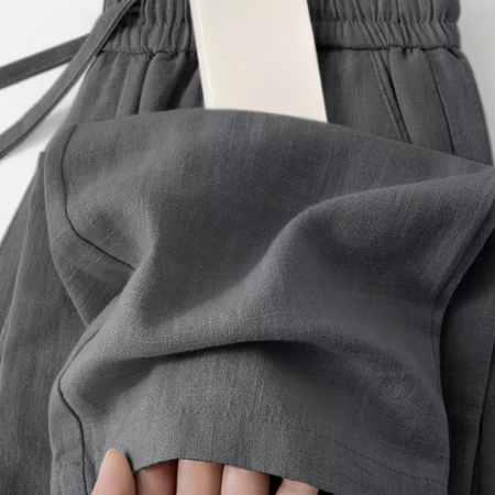 Men’s Straight Fit Cotton Linen Pants, Lightweight Wide Leg Casual Trousers