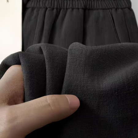 Men’s Straight Fit Cotton Linen Pants, Lightweight Wide Leg Casual Trousers