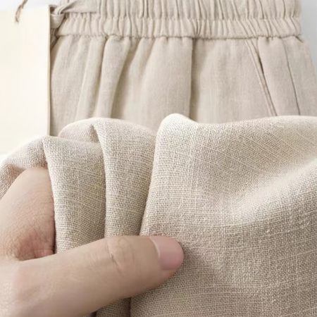 Men’s Straight Fit Cotton Linen Pants, Lightweight Wide Leg Casual Trousers