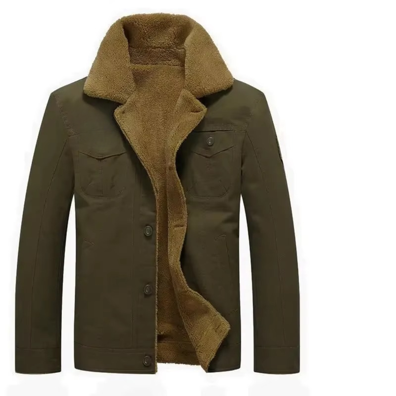 Men's Cotton Military Jacket for Autumn and Winter, Regular Fit Outdoor Parka