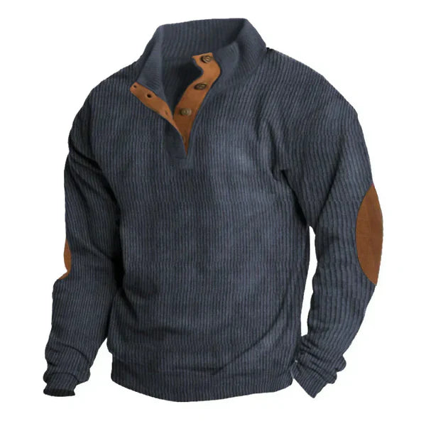 Men’s Patchwork Stand Collar Hoodie Jacket – Casual Loose Fit Long Sleeve Sweatshirt