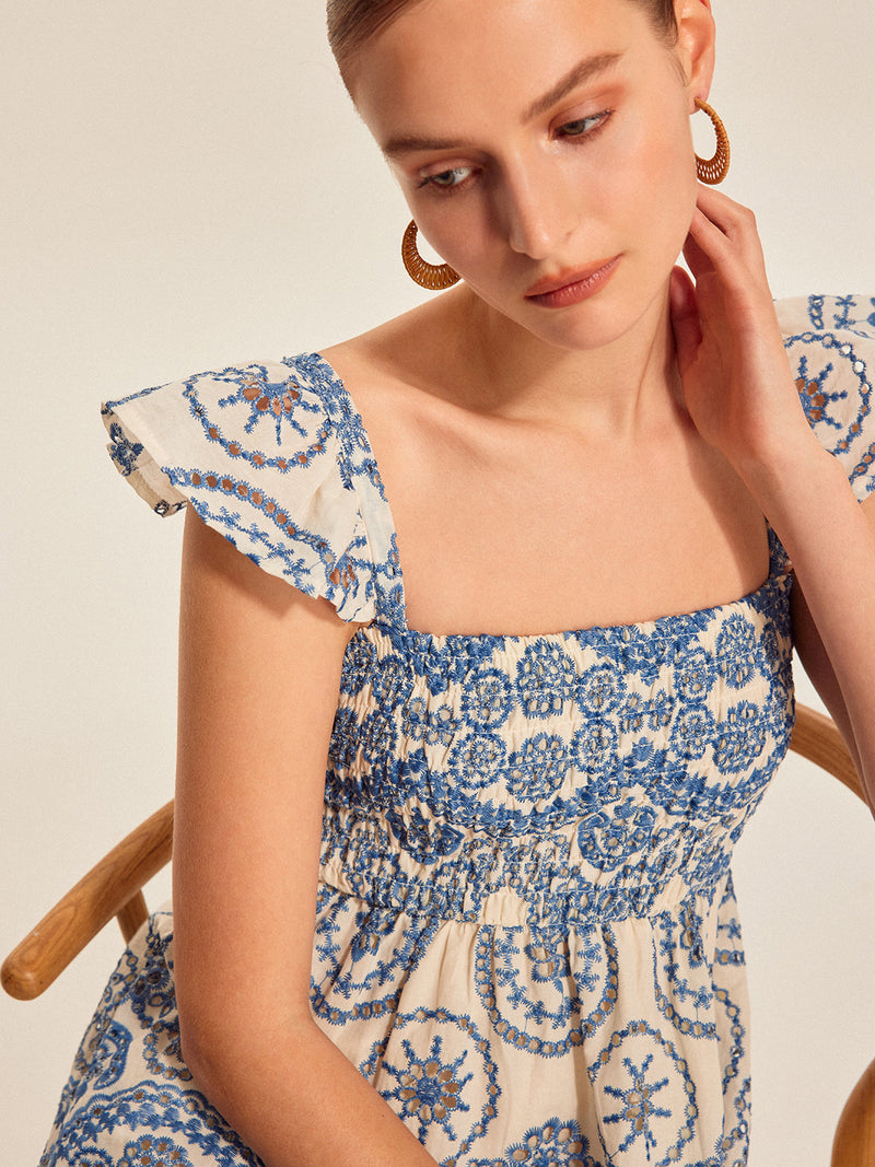 Boho Floral Back Cutout Dress
