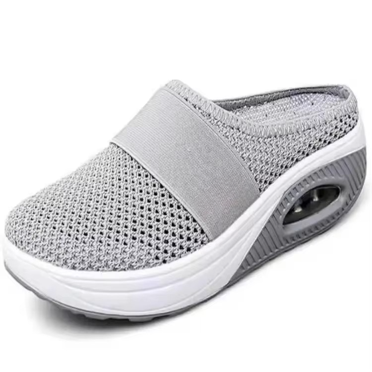 Women's Orthopedic Air Cushion Slip-On Walking Shoes, Lightweight Mesh Platform Mules
