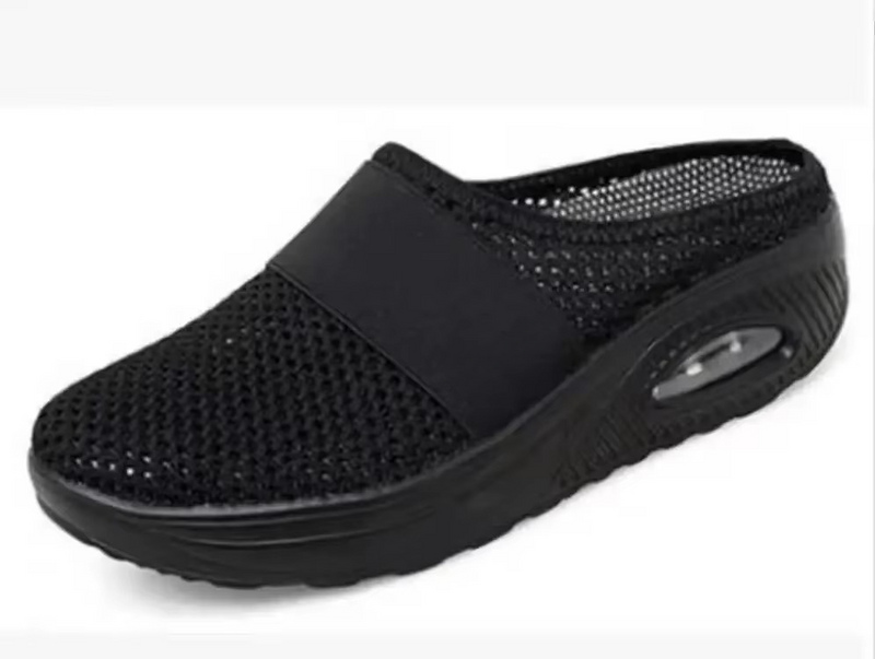 Women's Orthopedic Air Cushion Slip-On Walking Shoes, Lightweight Mesh Platform Mules