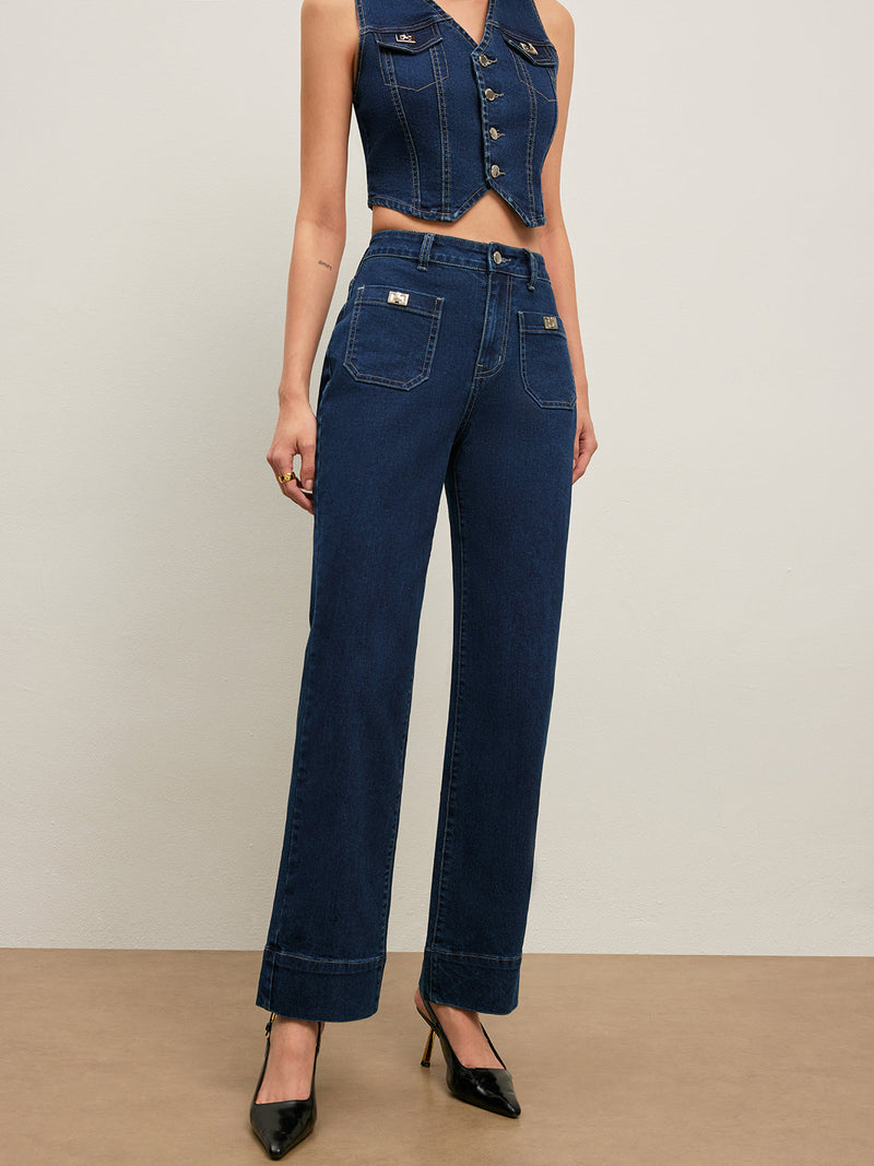Classic High-Waisted Straight-Leg Jeans