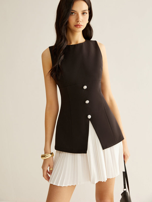 Color Block Split Pleated Dress – ForestFieldFashion