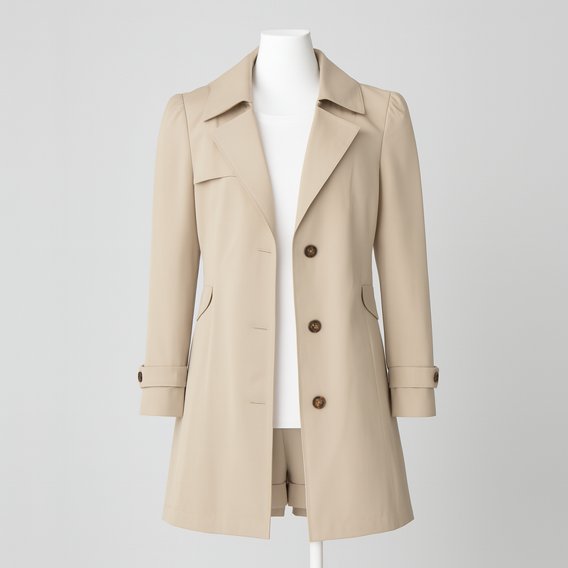 2025 Women’s Mid-Length Double-Breasted Trench Coat for Spring and Fall