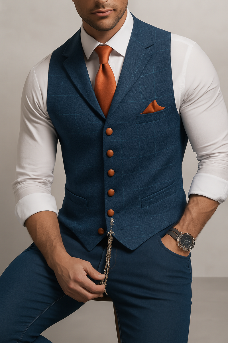 Men's Tweed Striped Waistcoat – Classic Vest for Business, Weddings, and Formal Events
