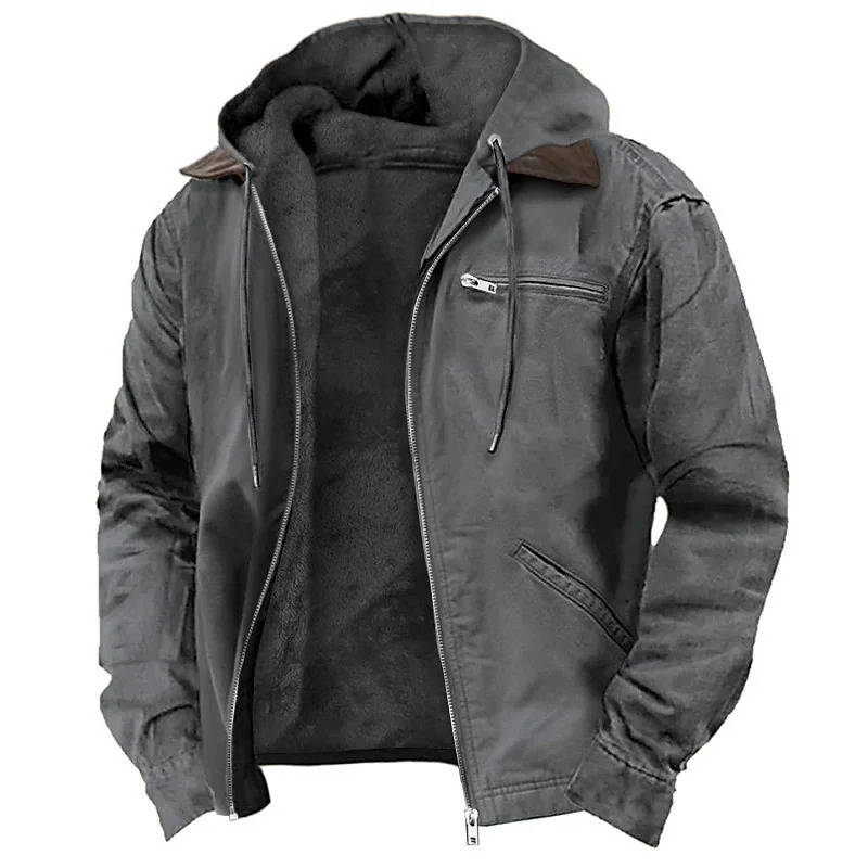 Mens Hooded Fleece Jacket with Zipper
