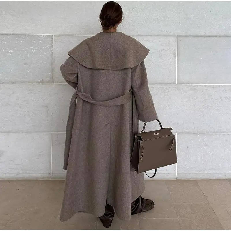 Women's Lace Up Wool Overcoat