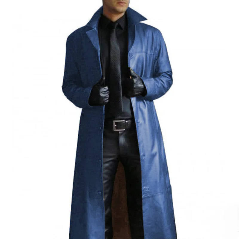 Men Leather Trench Coat