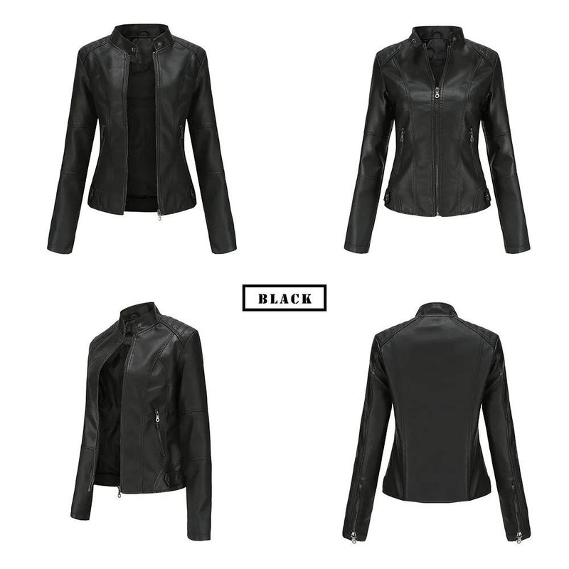 Slim Fit Leather Jacket Women